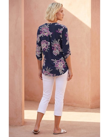 Roman Floral Puff Print Stretch Shirt