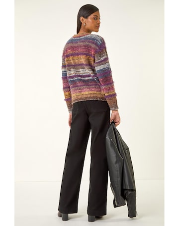 Roman Textured Stripe V-Neck Knit Jumper