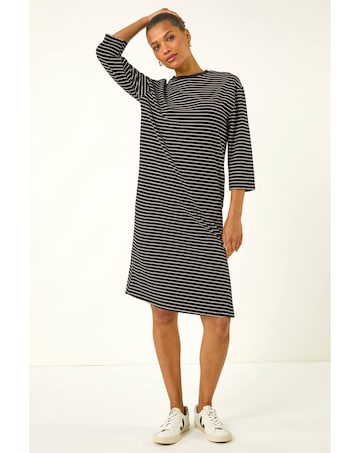 Roman Stripe Stretch T-Shirt Dress