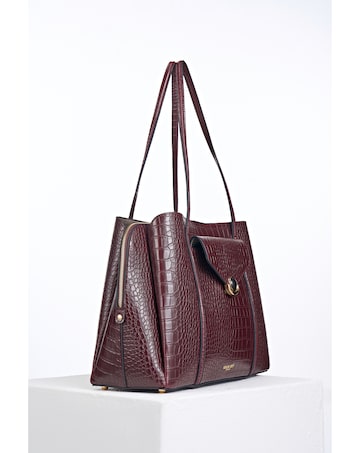 Luella Grey Francois Black Cherry Croc Laptop Tote