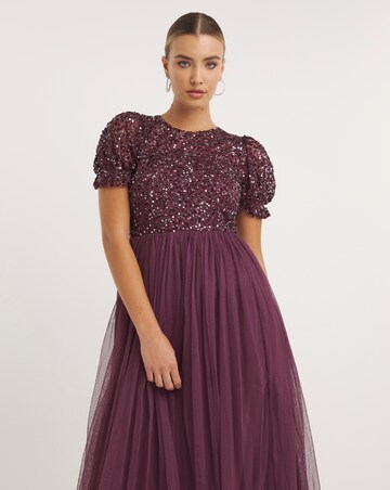 Maya Deluxe Puff Sleeve Delicate Sequin Tulle Maxi Dress | Simply Be