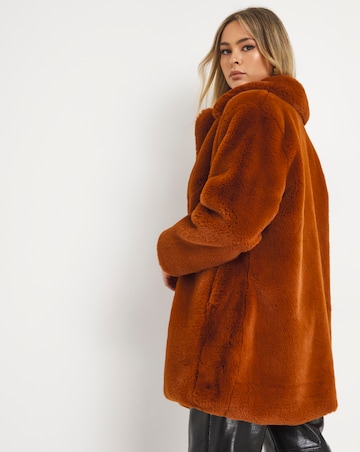 Rust Plush Faux Fur Coat