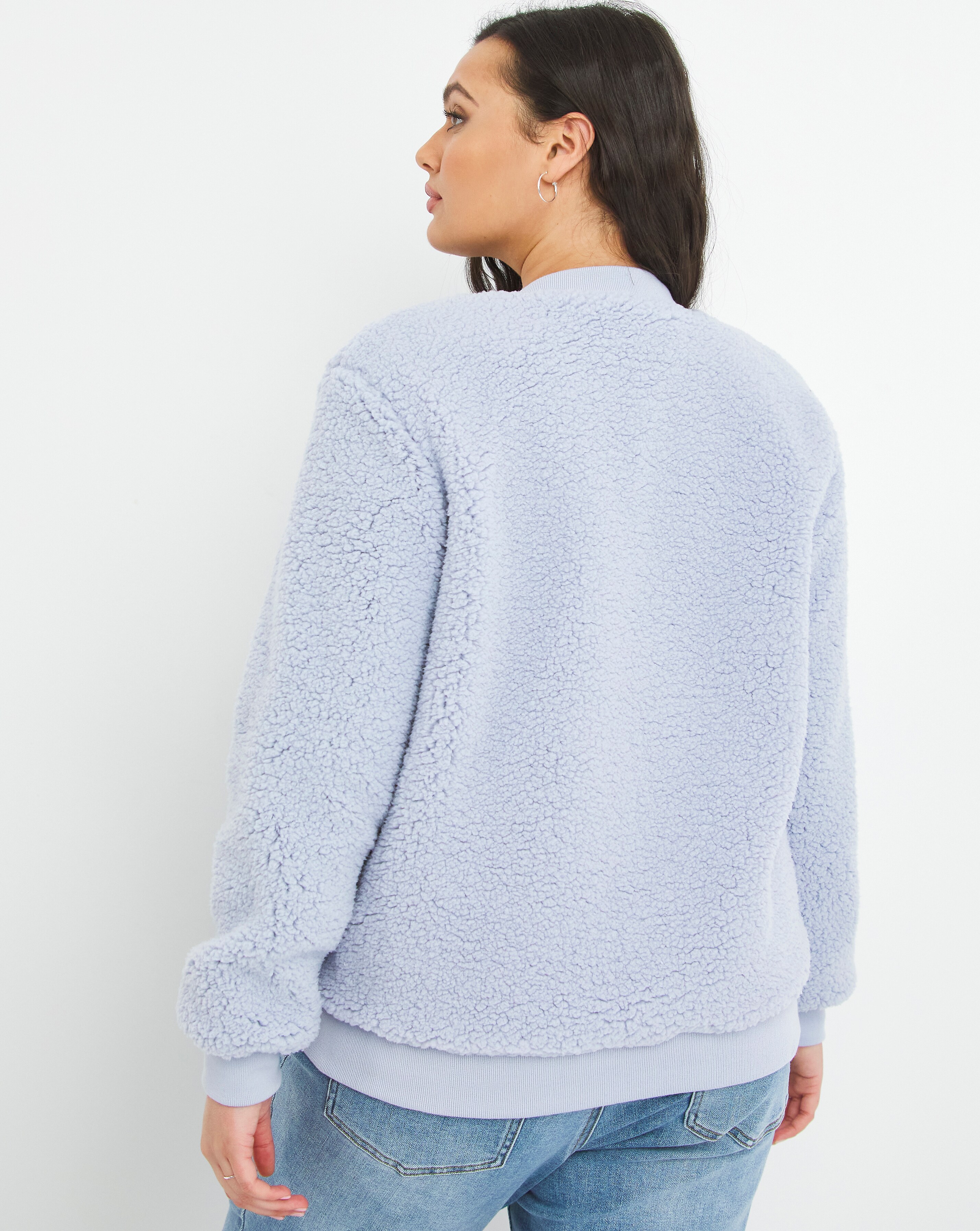 Blue Borg Fleece Bomber Jacket | Simply Be