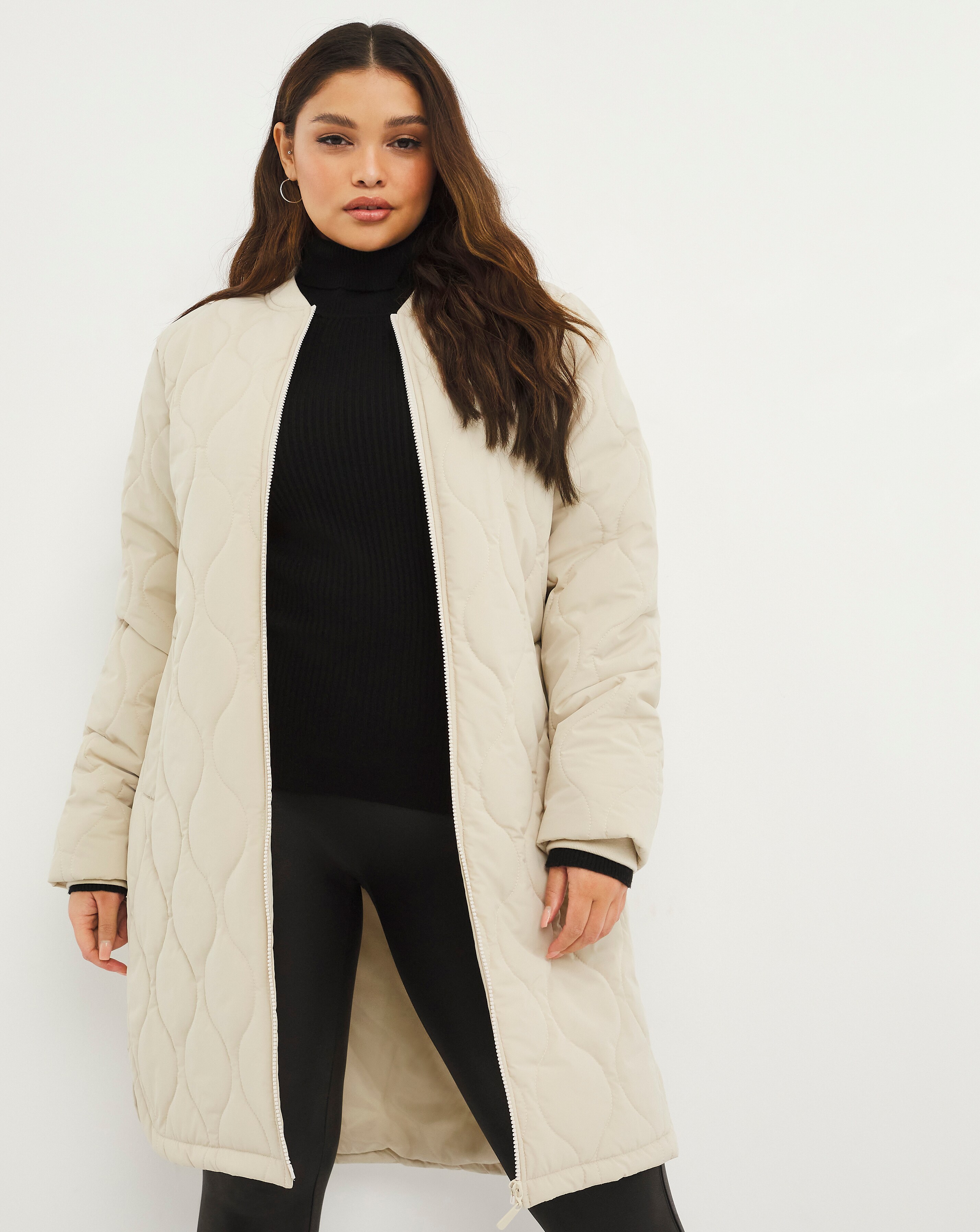 longline water resistant quilted bomber jacket