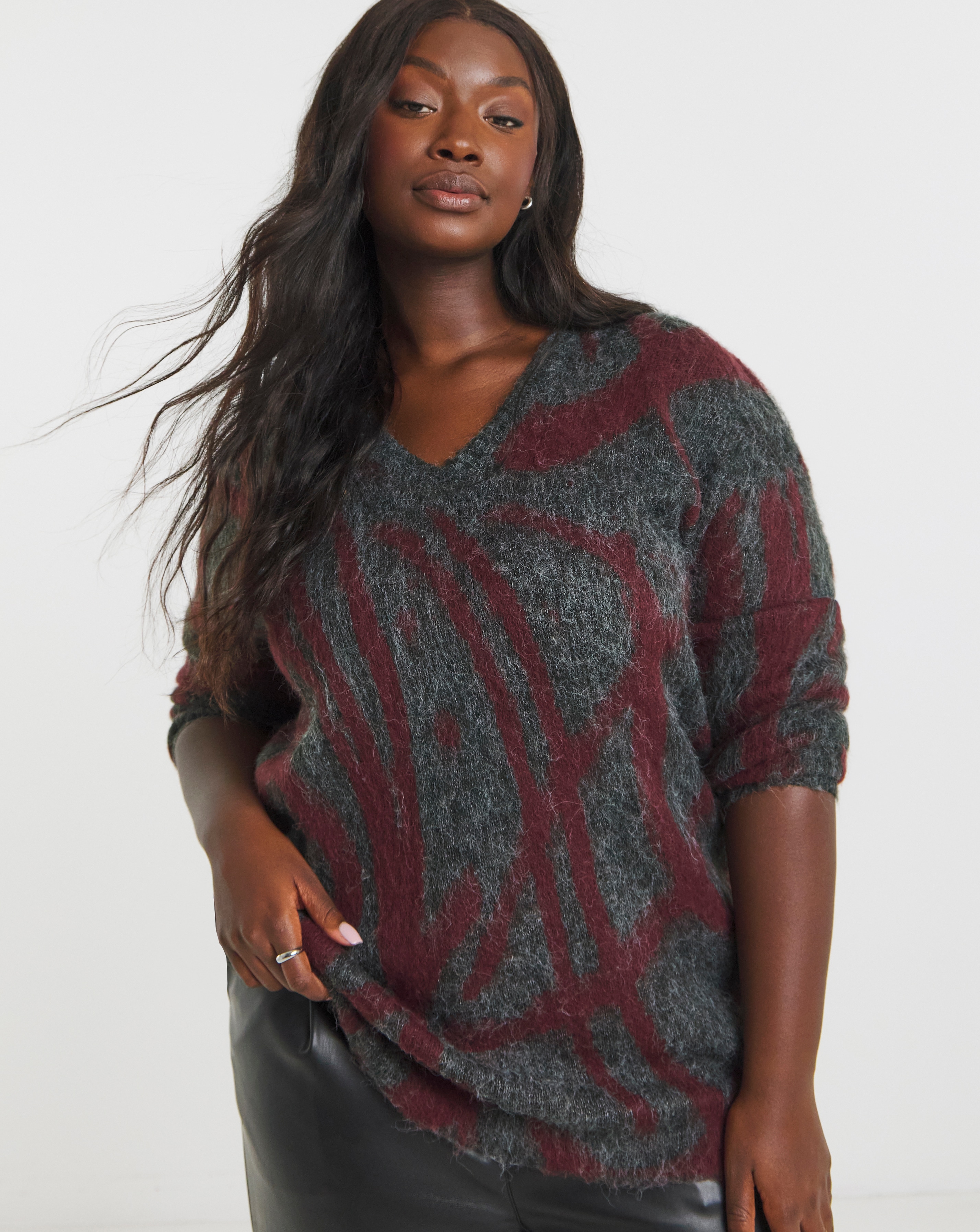 Religion V-Neck Knit Tunic Jumper