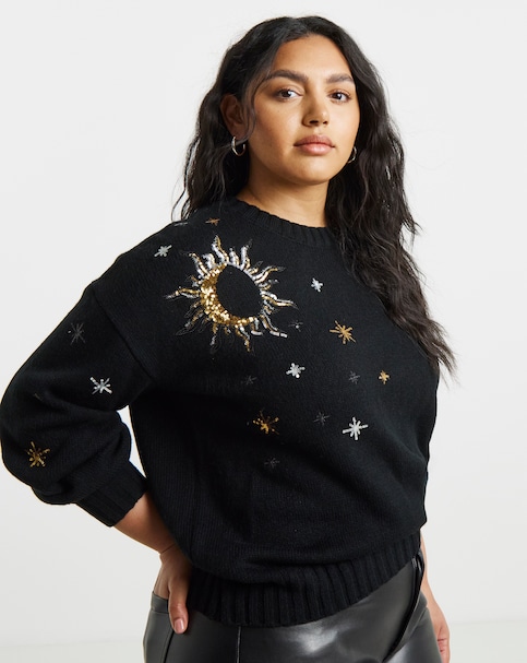 Lovedrobe Star Moon Sequin Jumper