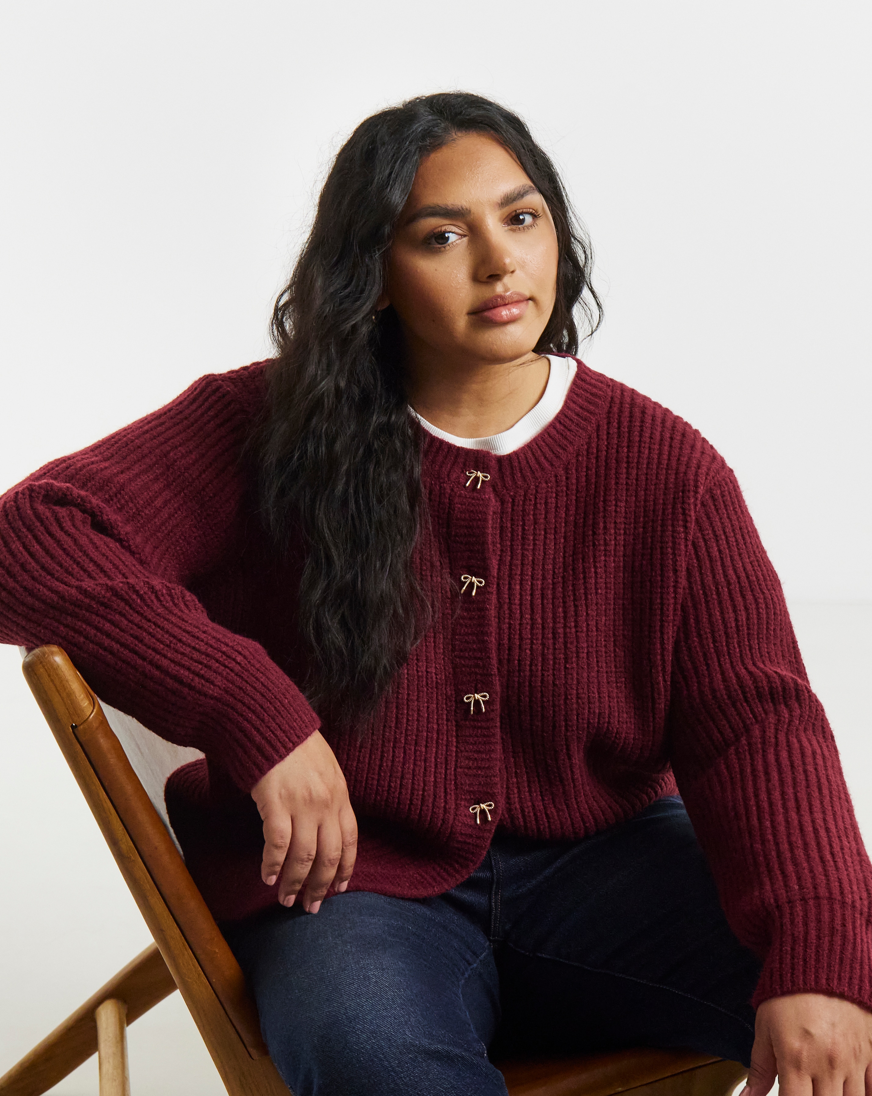 Lovedrobe Button Bow Chunky Cardigan