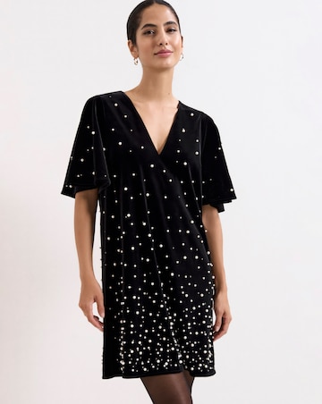 Phase Eight Pennie Velvet Pearl Tunic Dress