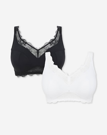 Pretty Secrets (2 Pack) New Ella Non Wired Full Cup Bras (B-G) Black/White