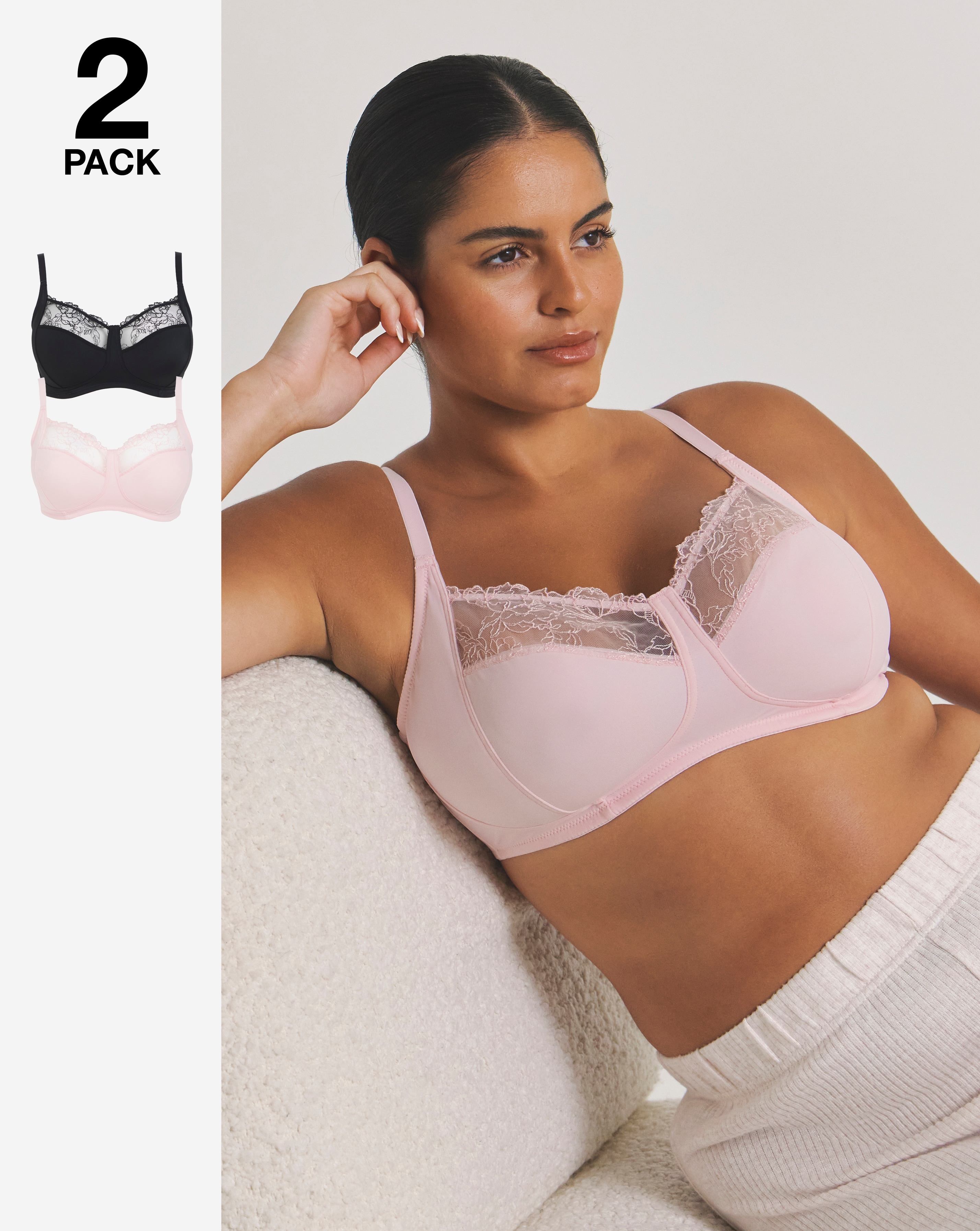 2 Pack Rosalie Non Wired Full Cup Bras