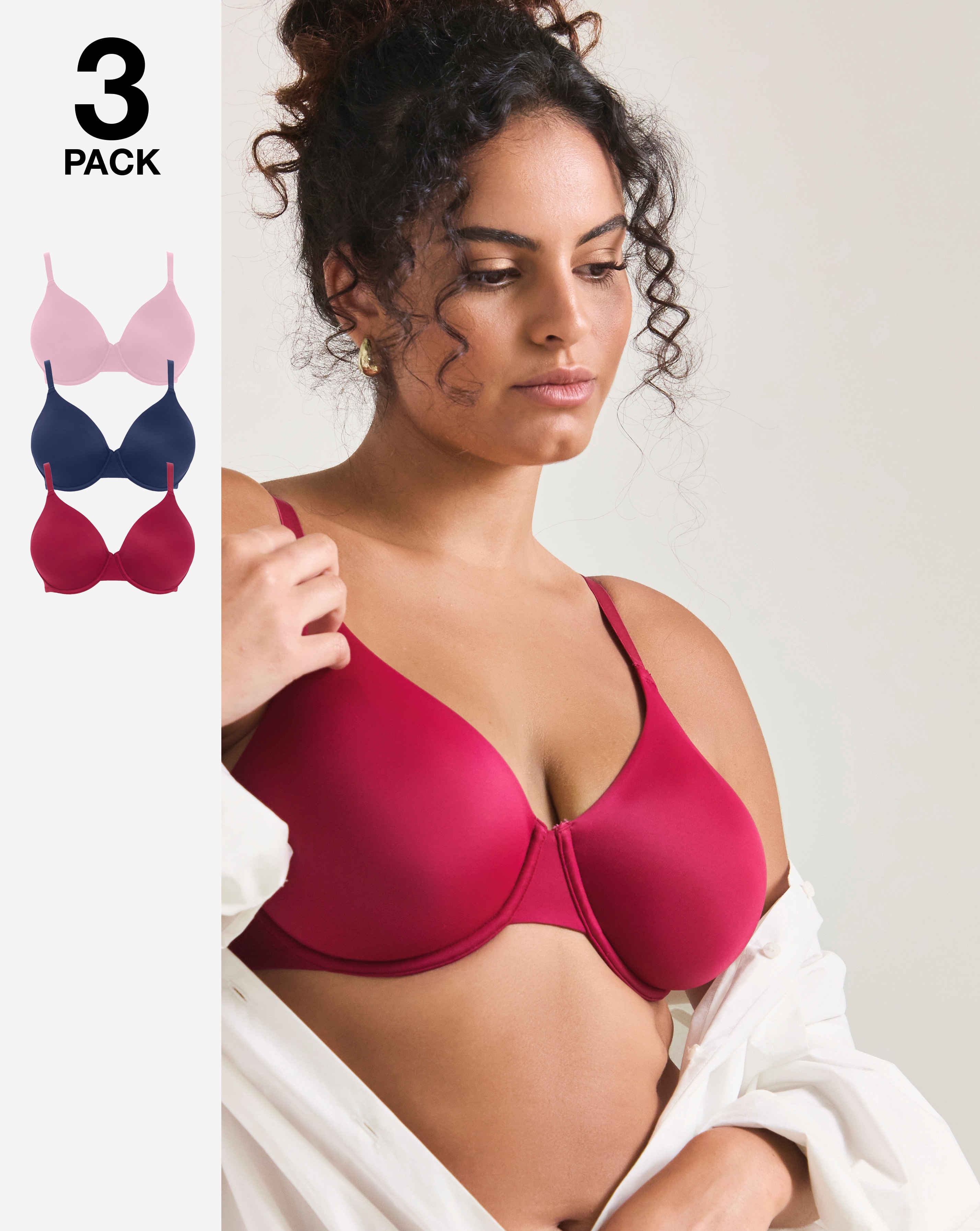 3 Pack Claire Micro Full Cup Wired Bras