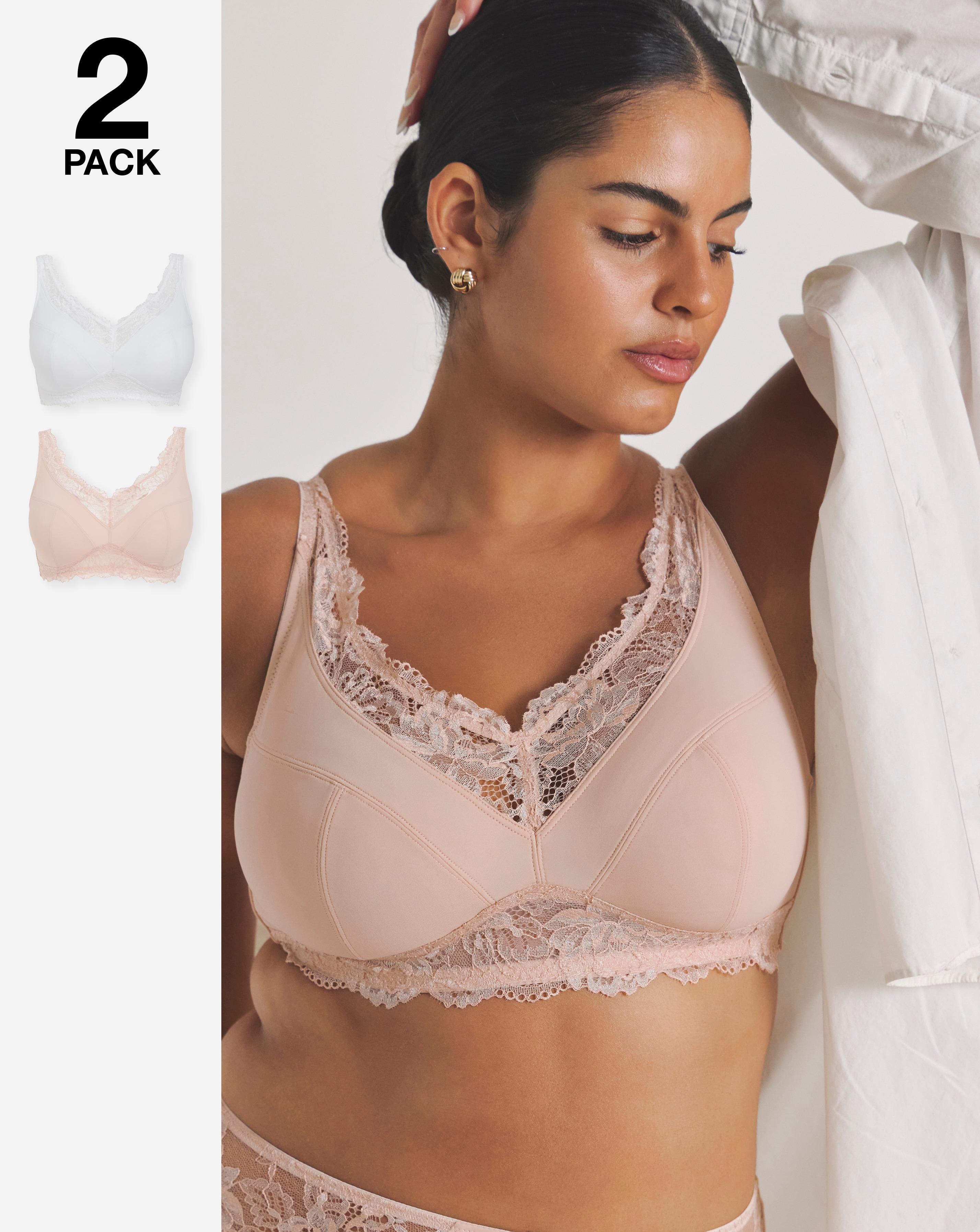 2 Pack Ella Full Cup Non Wired Bras