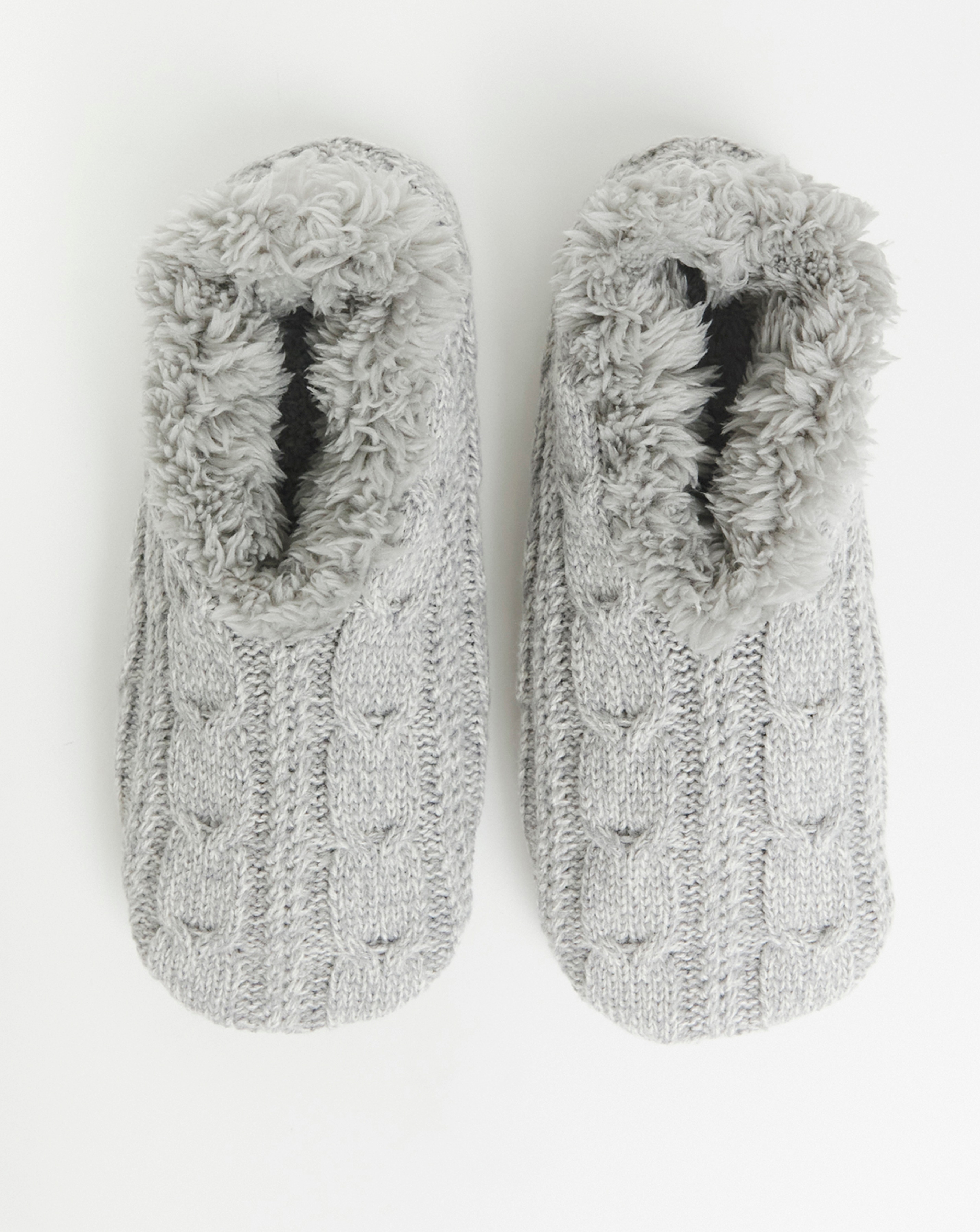 Thermal Cable Knit Slipper Socks
