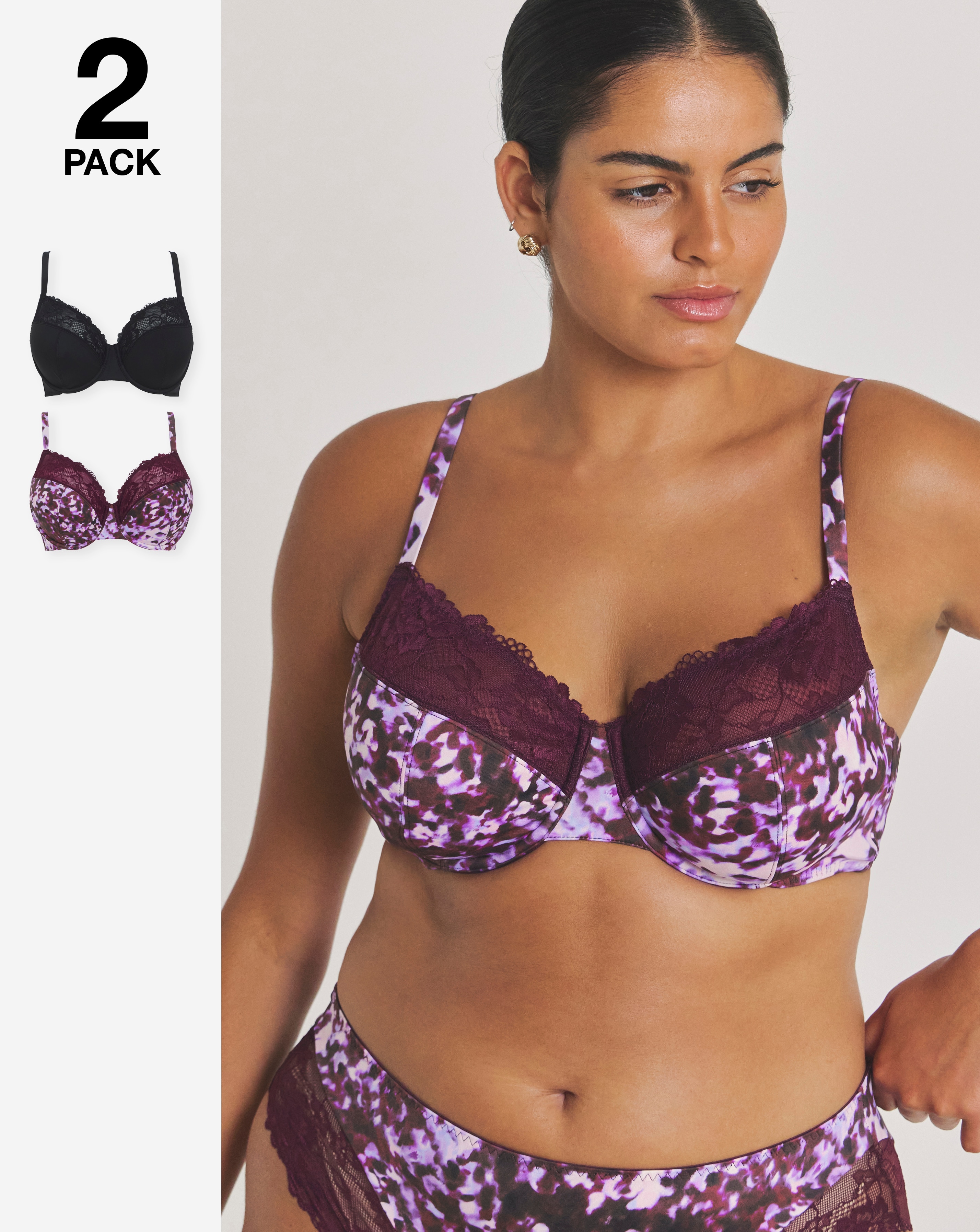 2 Pack Adrianne Full Cup Wired Bra