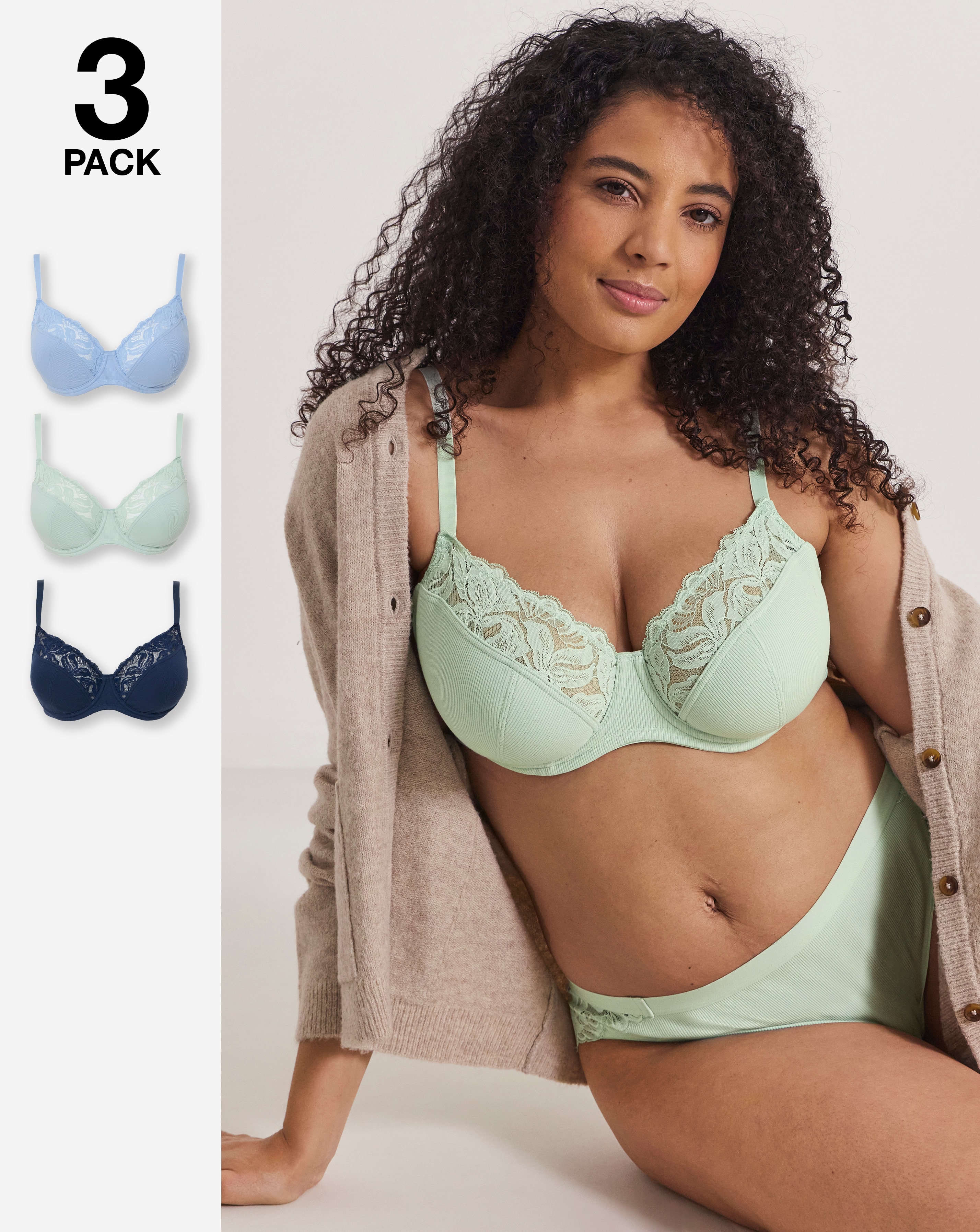 3 Pack Lace Full Cup Bras