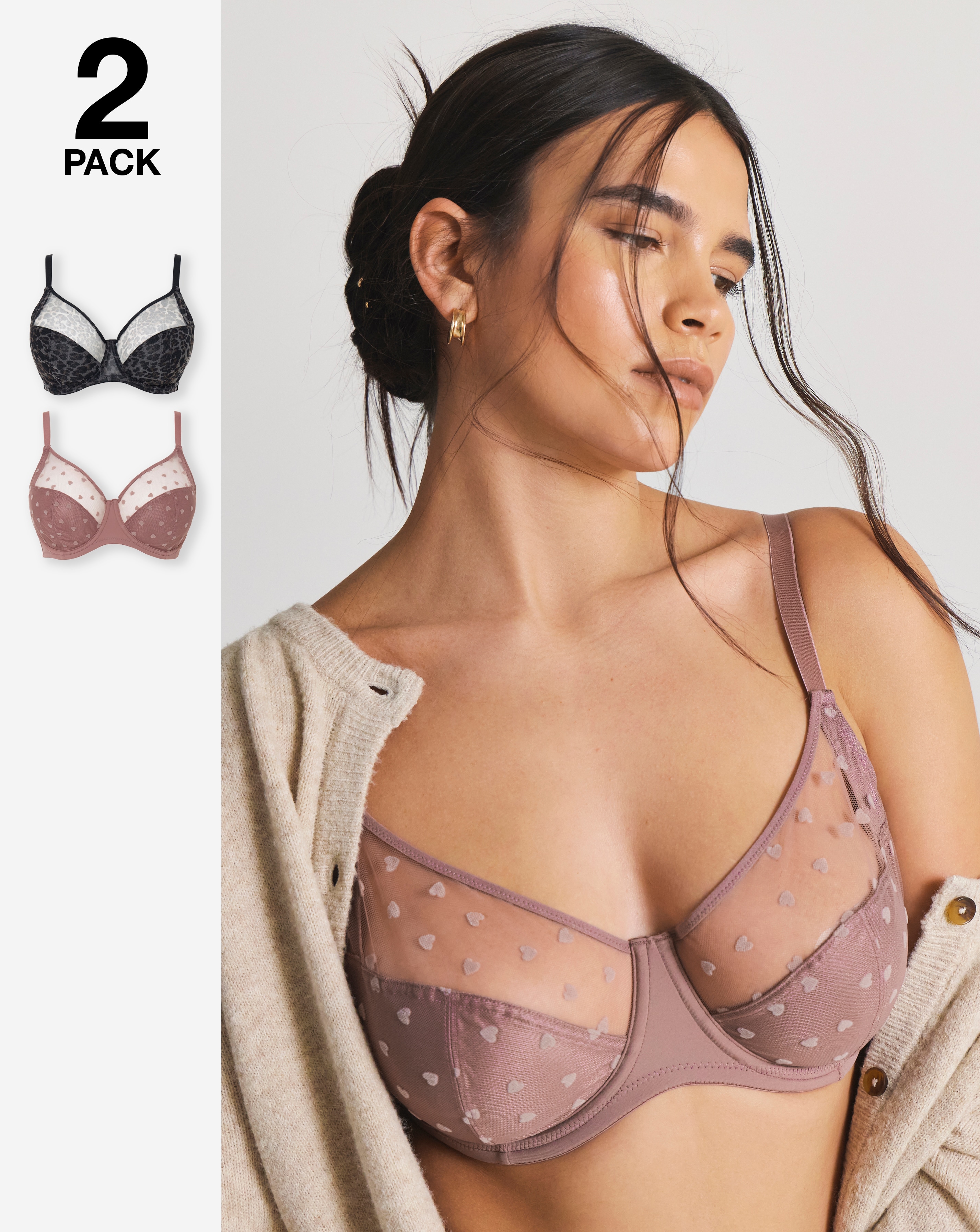 New In - 2 Pack Hannah Animal Full Cup Bra