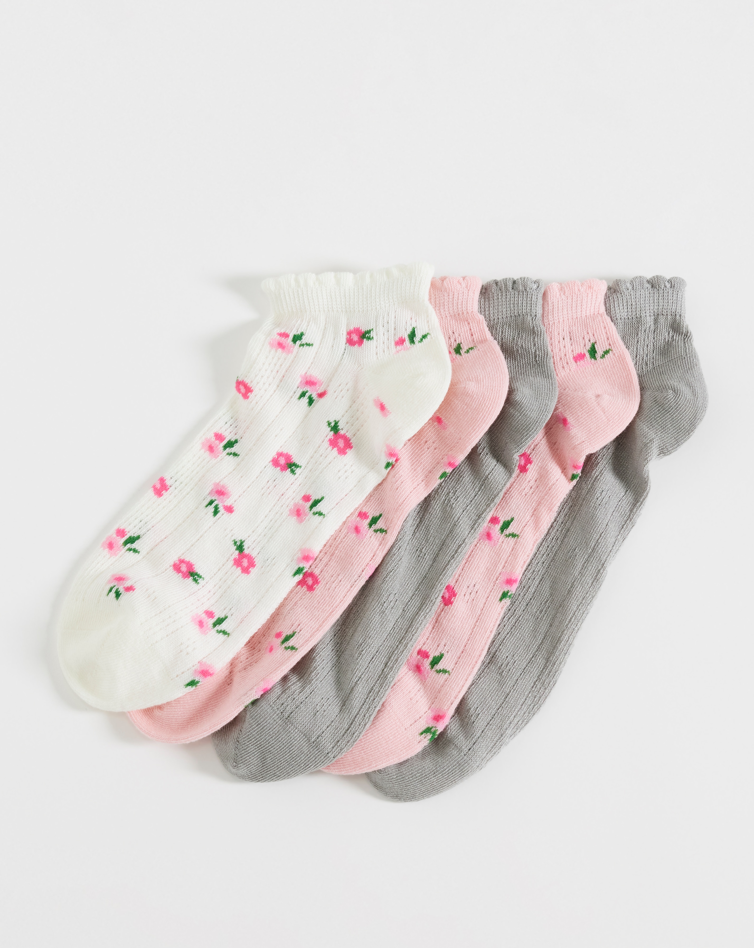 New In - 5 Pack Pointelle Trnr Socks - Wide FIT