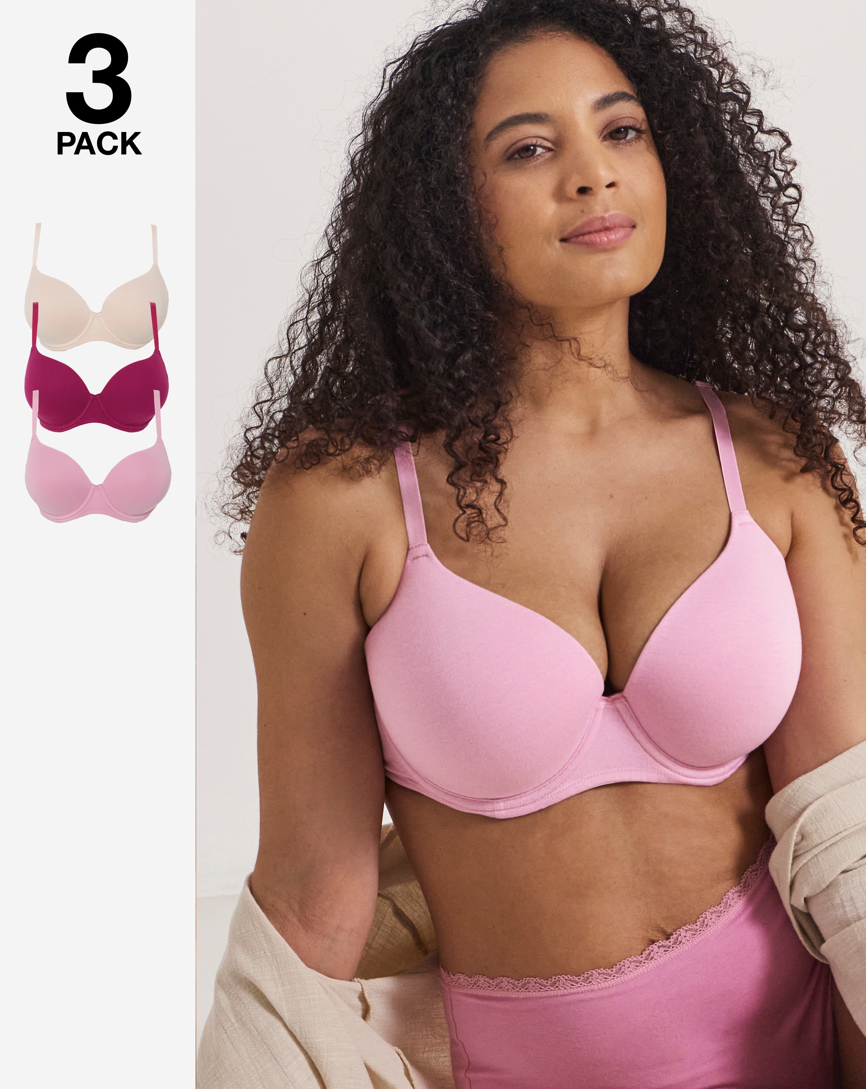 New In - 3 Pack Cotton T-Shirt Bras
