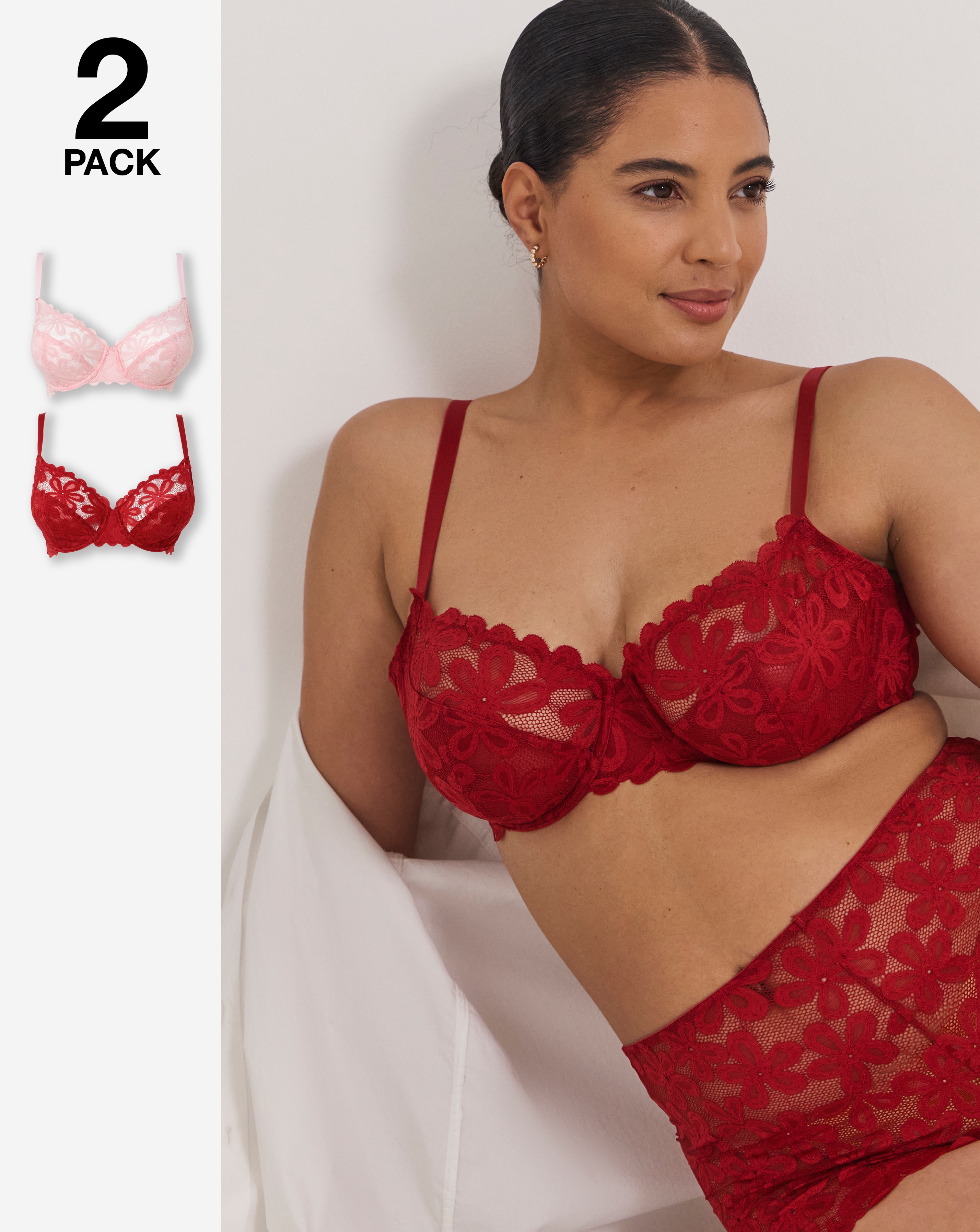 New In - 2 Pack Daisy Lace Full Cup Bras