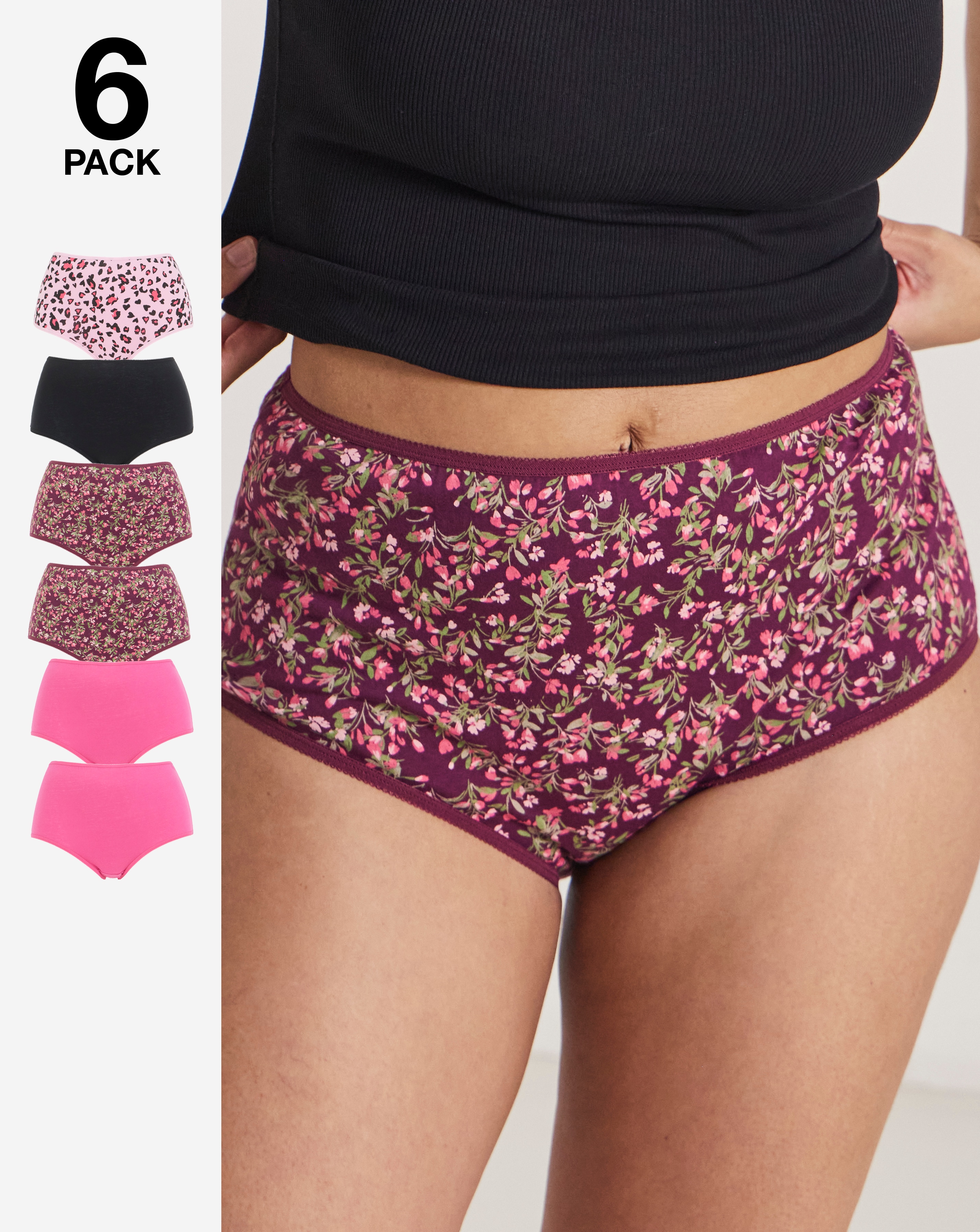 New In - 6 Pack Full Brief Knickers