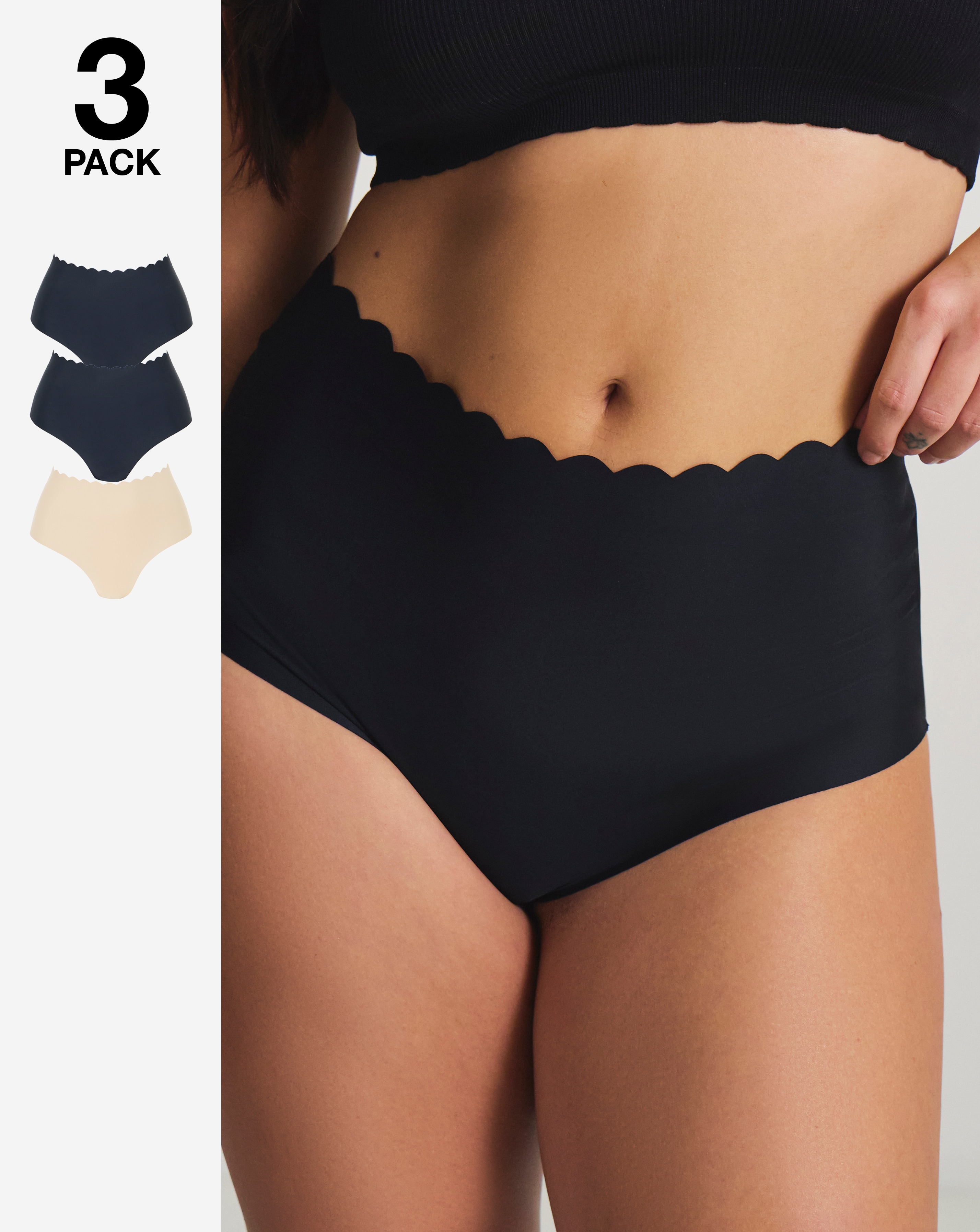 New In - 3Pack Scallop No VPL Knickers