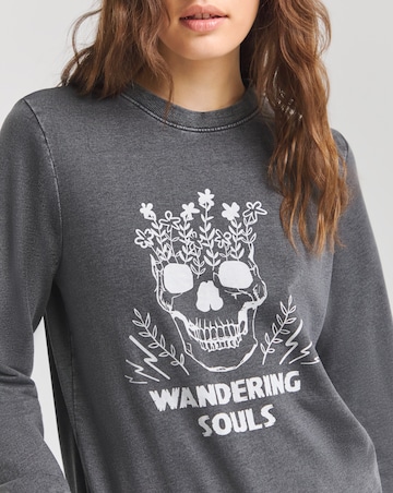 Grey Wandering Soul Slogan Sweatshirt