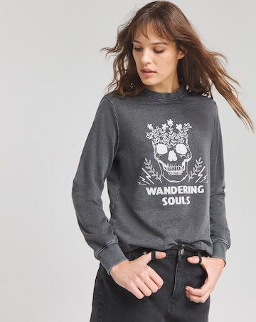 Grey Wandering Soul Slogan Sweatshirt