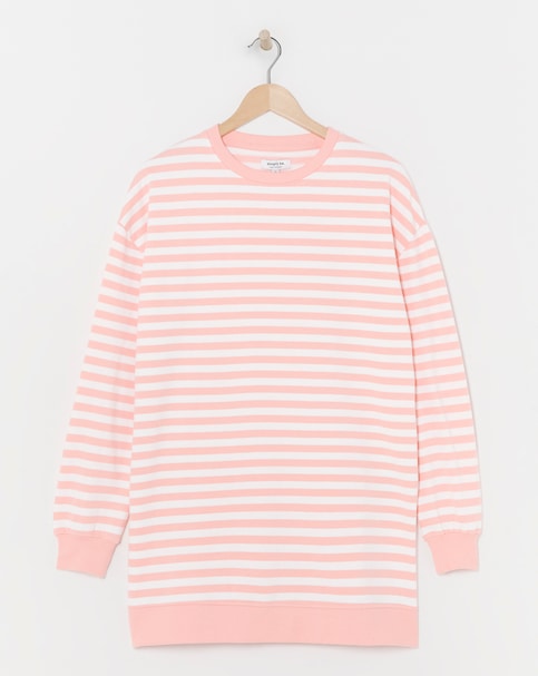 Simply Be Side Split Sweatshirt Tunic - Ivory/Peach
