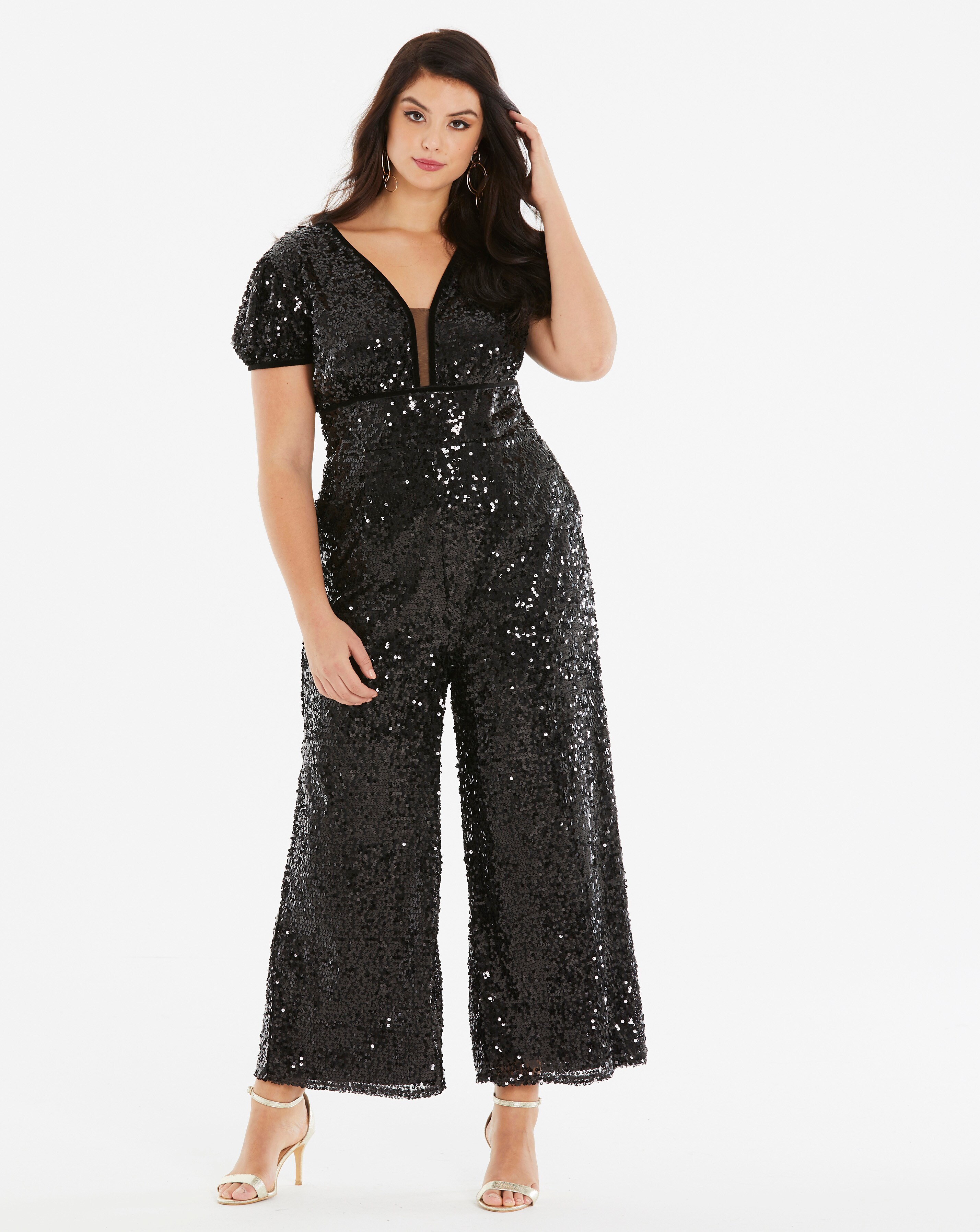 Little Mistress Sequin Palazzo Jumpsuit