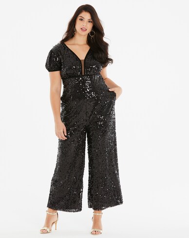 Little Mistress Sequin Palazzo Jumpsuit