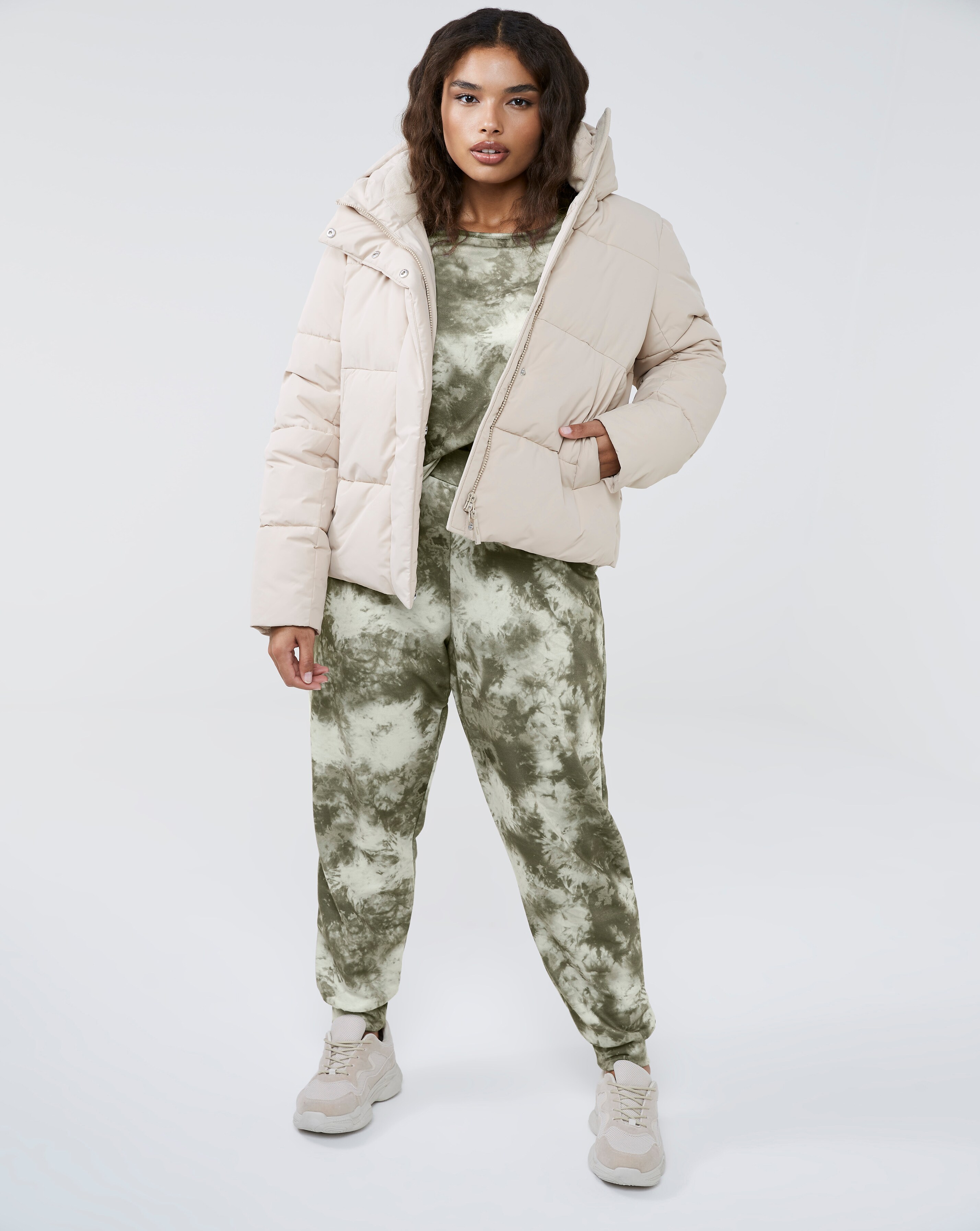 Beige Short Padded Duvet Coat | Simply Be