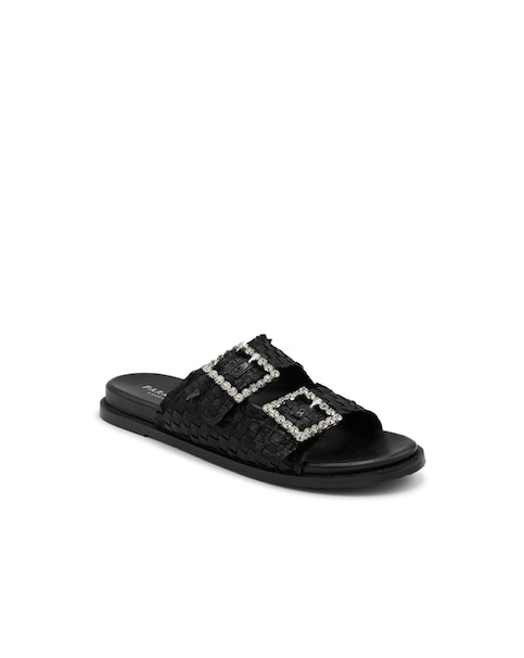 Paradox London Verity Hand Woven Sliders - Black