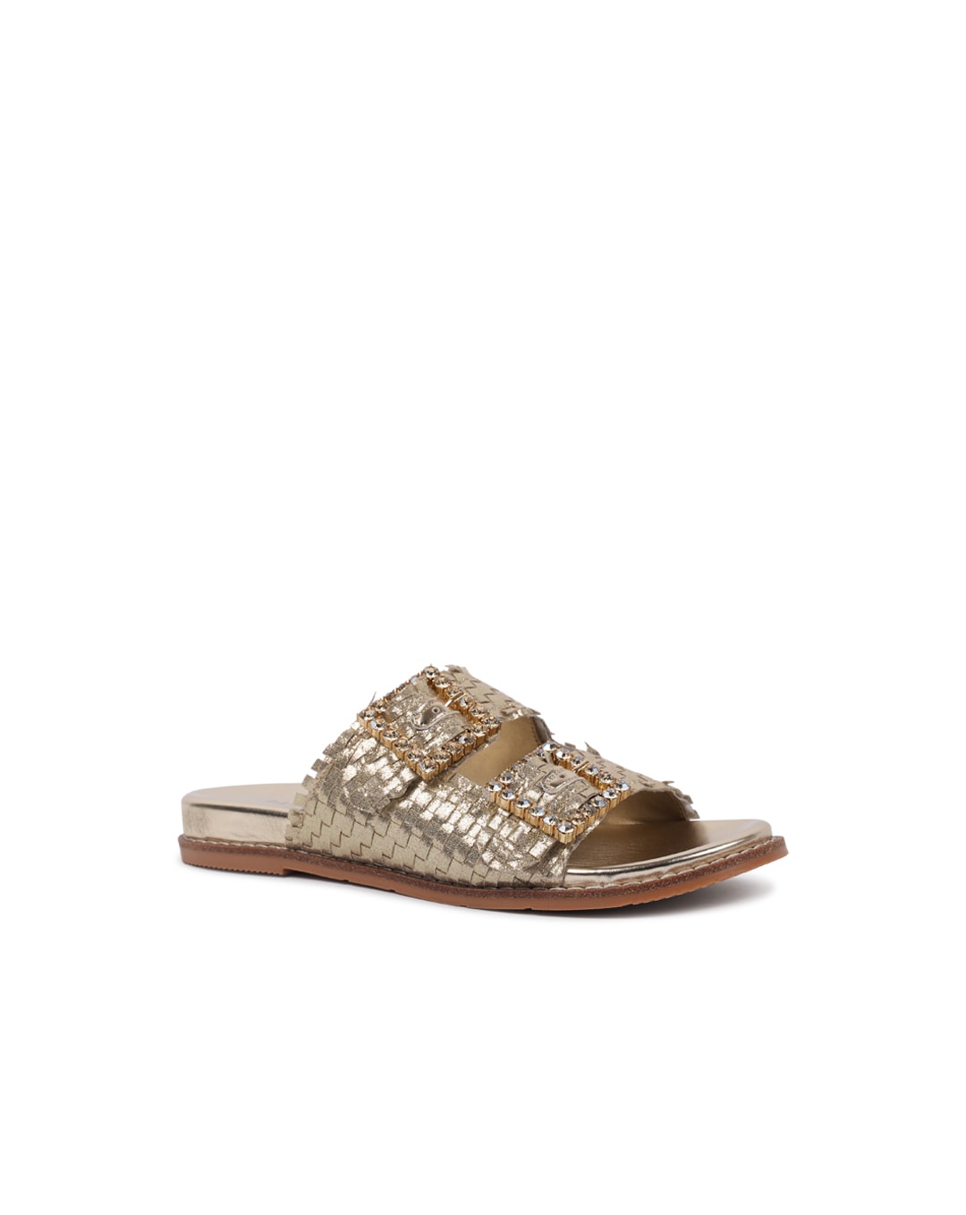 Paradox London Verity Hand Woven Sliders - Champagne