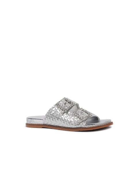 Paradox London Verity Hand Woven Sliders - Silver