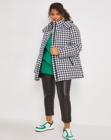 Houndstooth Mid Duvet Puffer Coat | Simply Be