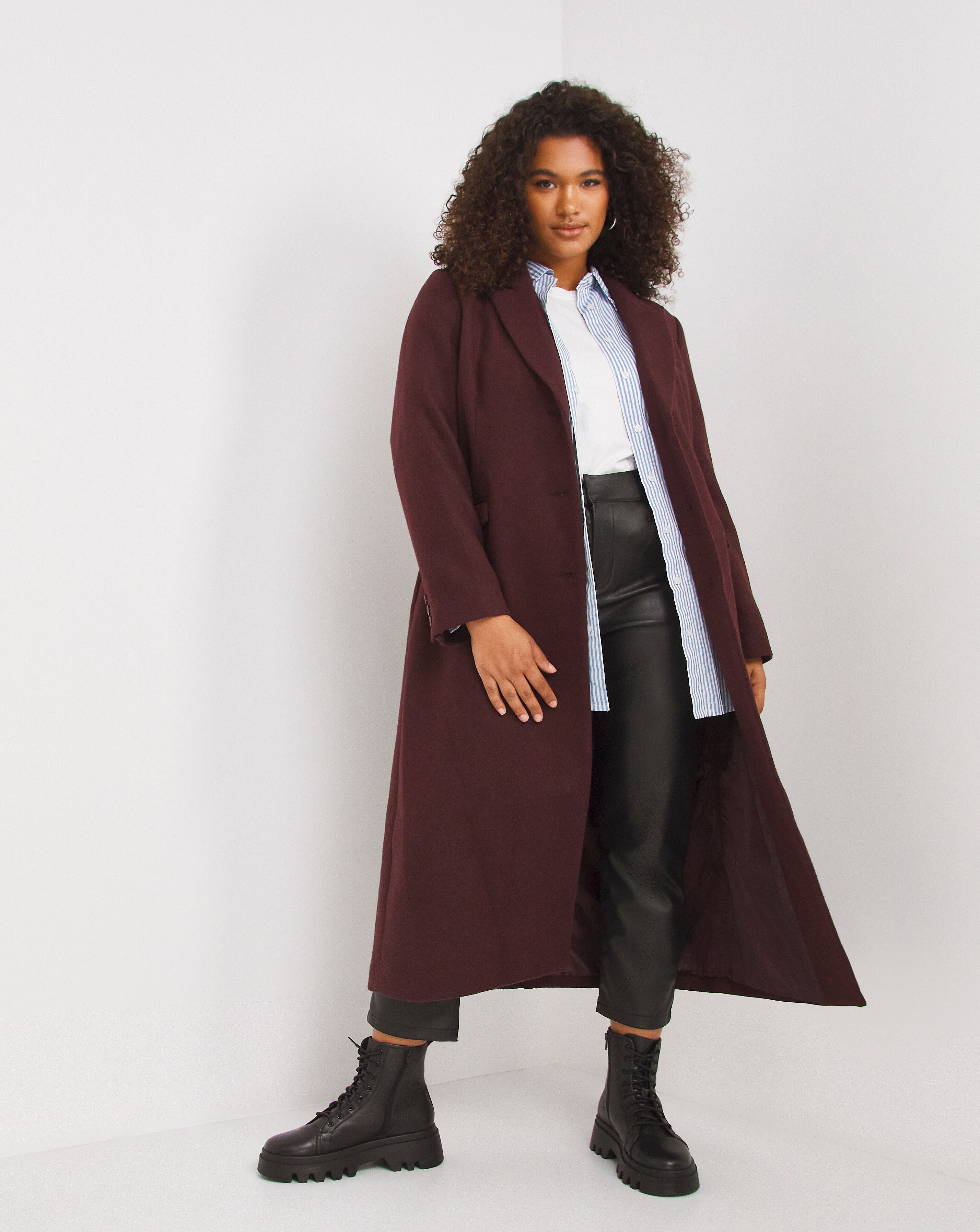 Plum Slim Longline Coat | Simply Be