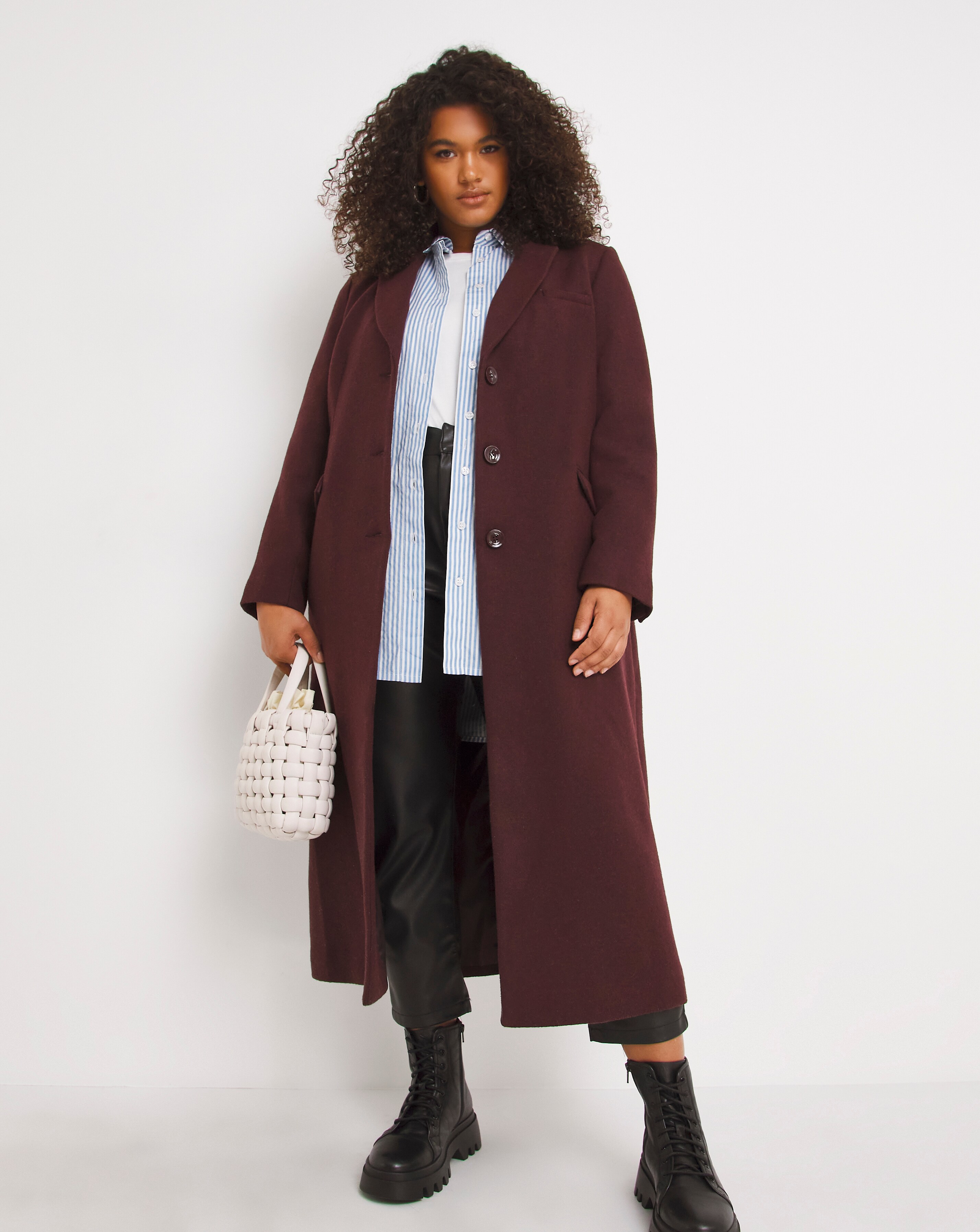 Plum Slim Longline Coat | Simply Be
