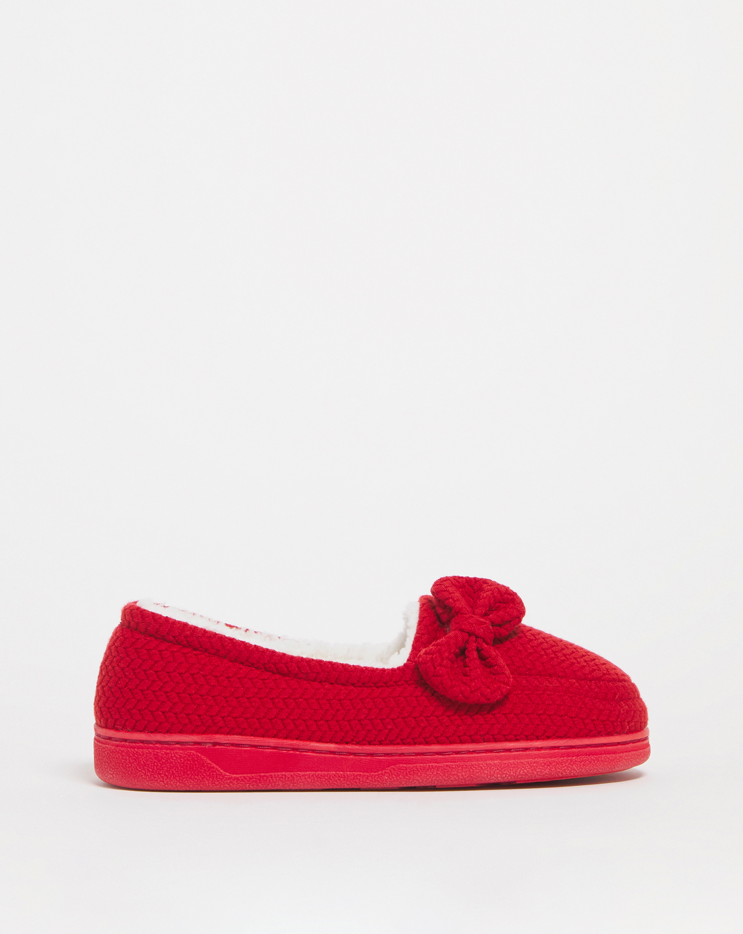 Soft Warm Lined Bow Slippers EEE Fit