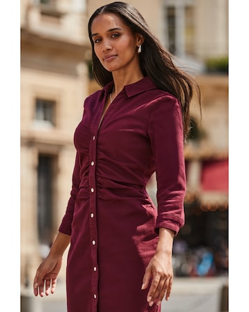 Sosandar 3/4 Sleeve Ruched Waist Dress