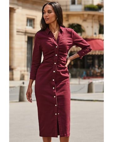 Sosandar 3/4 Sleeve Ruched Waist Dress