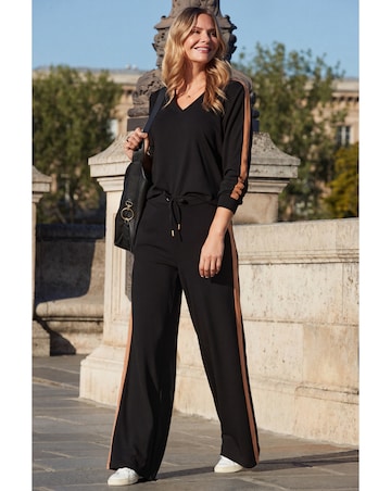 Sosandar Side Stripe Wide Leg Trouser