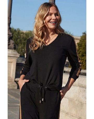 Sosandar Side Stripe Sweatshirt