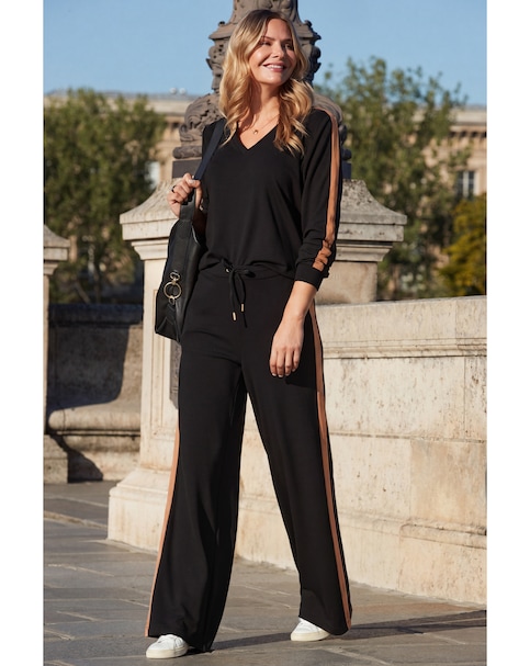 Sosandar Side Stripe Sweatshirt