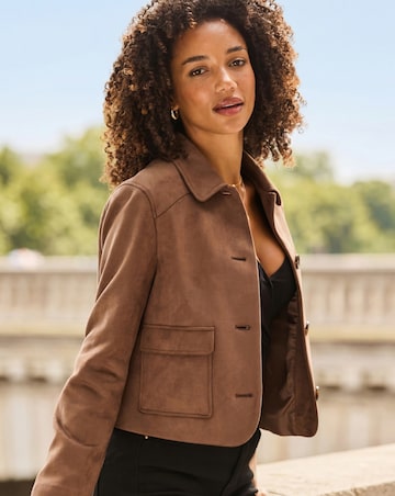 Sosandar Faux Suede Button Through Jacket