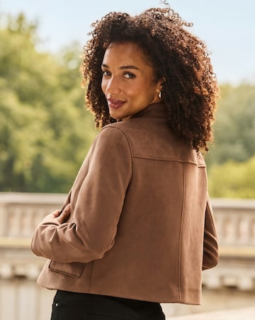 Sosandar Faux Suede Button Through Jacket