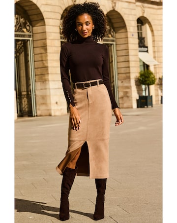 Sosandar Luxe Faux Suede Pencil Skirt
