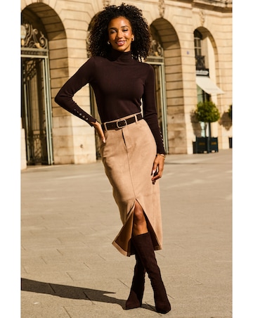 Sosandar Luxe Faux Suede Pencil Skirt