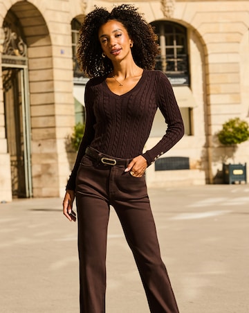 Sosandar V Neck Cable Jumper