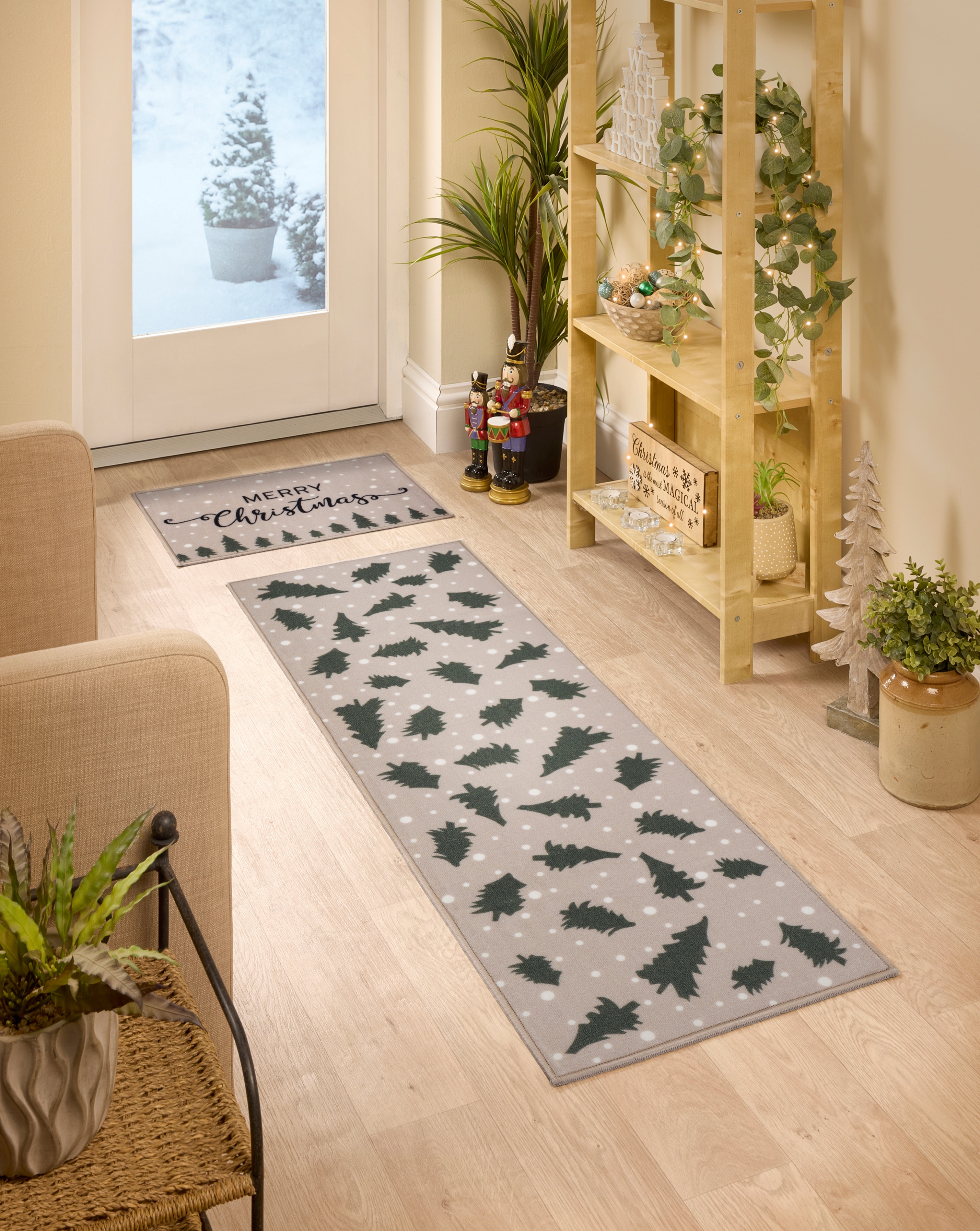 New In - Christmas Trees Washable Runner and Mat