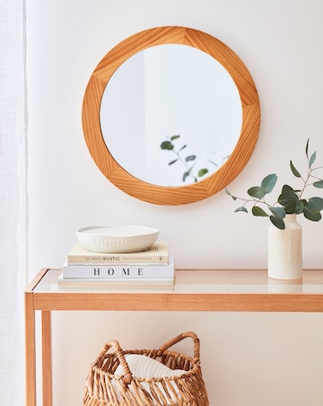 Round Wood Wall Mirror